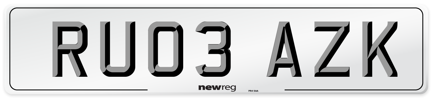 RU03 AZK Number Plate from New Reg